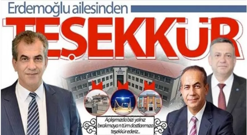Erdemoğlu Ailesi’nden Teşekkür