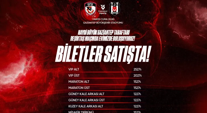Gaziantep FK - Beşiktaş maçı biletleri satışa çıktı