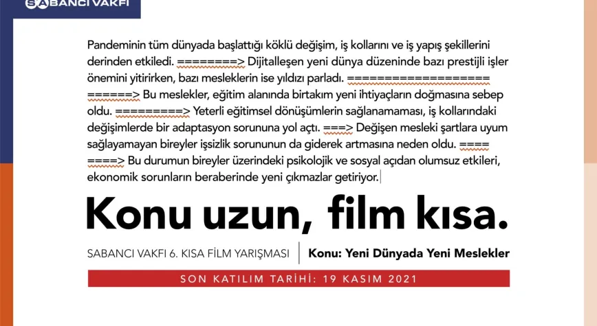 SABANCI VAKFI ALTINCI KISA FİLM YARIŞMASI’NA BAŞVURULAR BAŞLADI