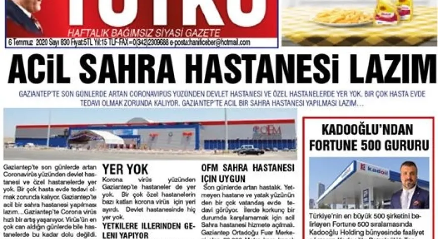 Sahra Hastanesi Haberimiz Yer Buldu