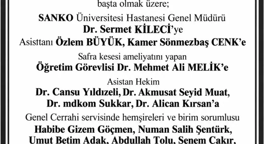 Teşekkür ilanı